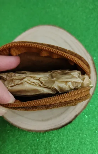 Monedero piel serraje color camel
