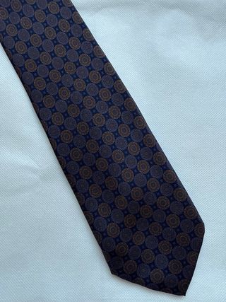 Corbata Vassena azul y marrón vintage
