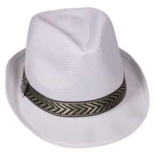 Lote 12 Sombreros Fedora Blanco Fiesta Adulto