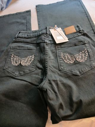 Pantalón culotte denim negro Brownie nuevo con eti