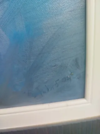 Quadro dipinto a mano case viola blu