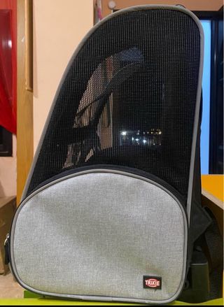 Transportín para mascotas negro y gris