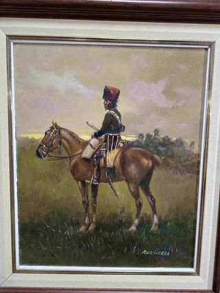 RUIZ SIERRA CUADRO OLEO SOLDADO A CABALLO