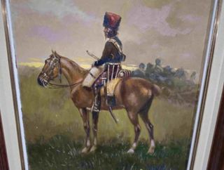 RUIZ SIERRA CUADRO OLEO SOLDADO A CABALLO