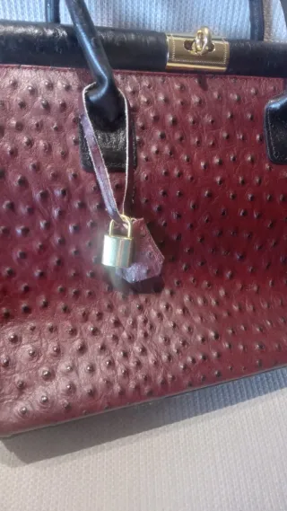 Bolso Piel Italiana Borgoña y Negro