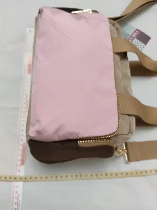 Bolso de hombro nylon beige y marrón. A estrenar.