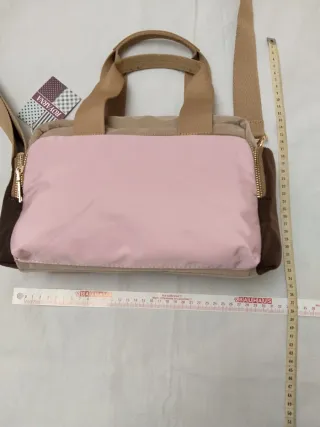 Bolso de hombro nylon beige y marrón. A estrenar.