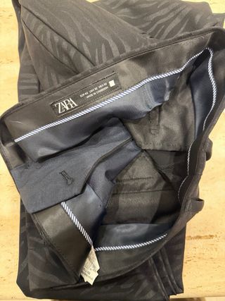 Pantalón Zara Negro Estampado Rayas