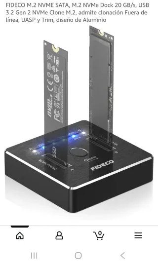 Dock M.2 NVMe SATA FIDECO 20 GB/s USB 3.2