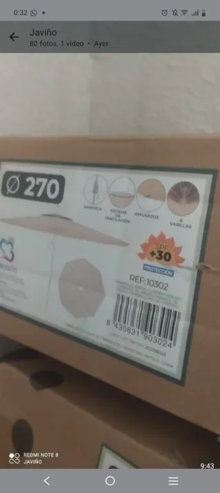 Sombrilla Beige 2.7M