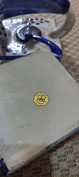 Gramófono Cerámica Decorativo Azul