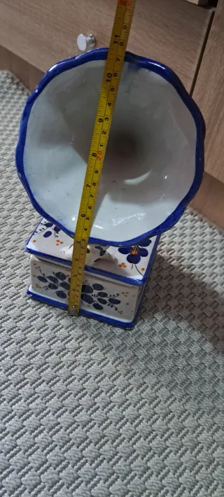 Gramófono Cerámica Decorativo Azul