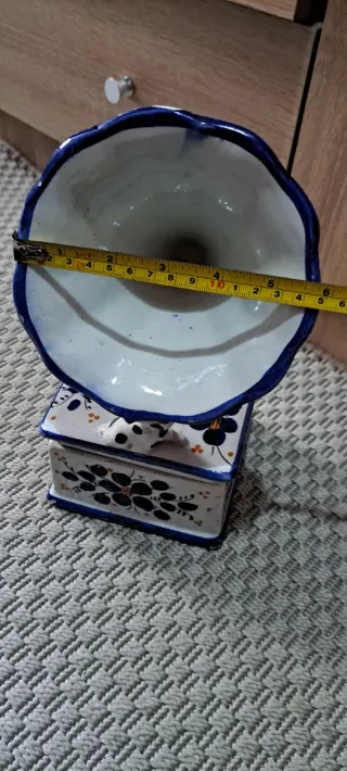 Gramófono Cerámica Decorativo Azul