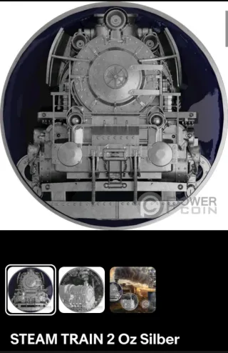 Moneda Plata 999 2 Onzas Tren Vapor