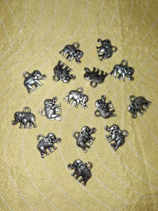 15 abalorios de elefante plateados