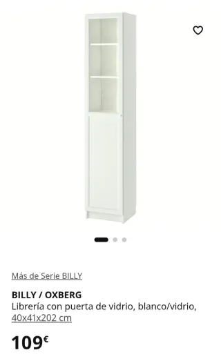 Librería blanca con puerta de cristal