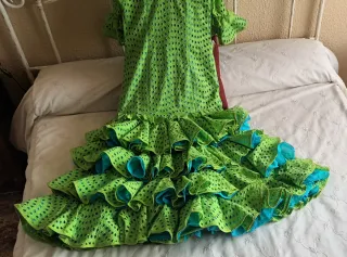 Vestido Flamenca Verde lima y azul talla 40