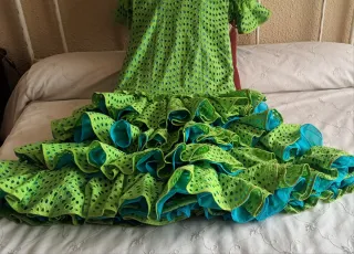 Vestido Flamenca Verde lima y azul talla 40