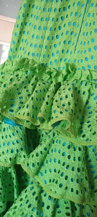 Vestido Flamenca Verde lima y azul talla 40