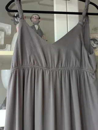 Vestido largo gris corte imperio