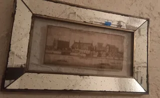 Grabado antiguo Westminster Tamesis