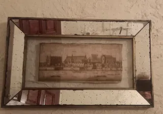 Grabado antiguo Westminster Tamesis