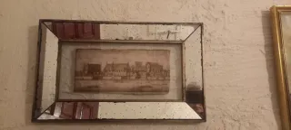 Grabado antiguo Westminster Tamesis