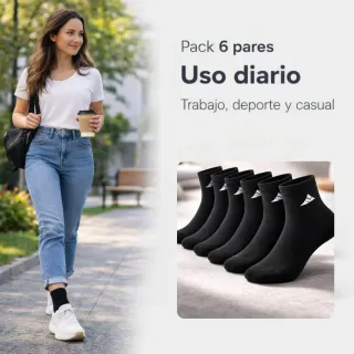Pack 6 Pares Calcetines de mujer Deportivos Negros