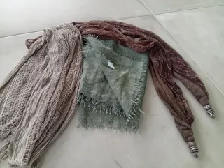 Pack 3 fulares/pañuelos: verde, marrón y gris