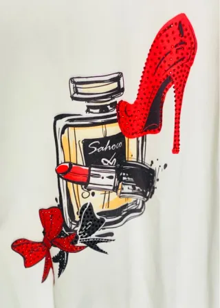 Camiseta manga larga, Blanca y Roja Sahoco