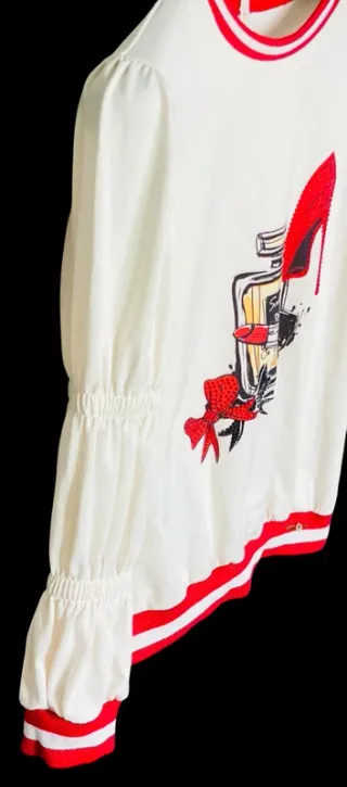 Camiseta manga larga, Blanca y Roja Sahoco