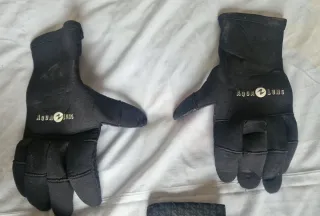 Escarpines guantes buceo cinturon bolsa y 3 plomos