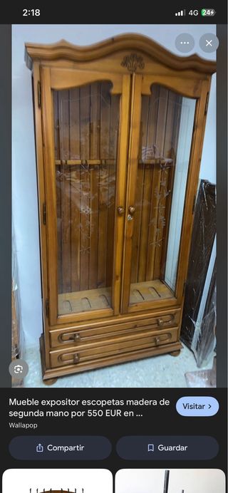 Mueble expositor escopetas madera