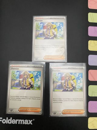 X3 Cartas Pokémon Entrenador Damián 166/198