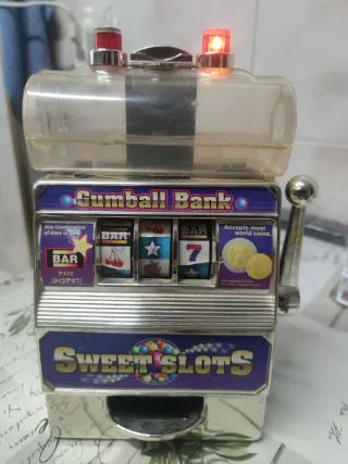 Máquina Gumball Bank Sweet Slots tragaperras antig
