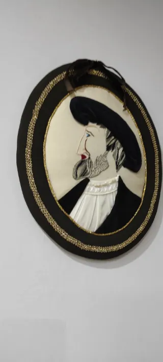 Coppia quadretti tessuto dipinti a mano