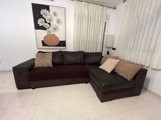 Sofá chaise longue marrón chocolate