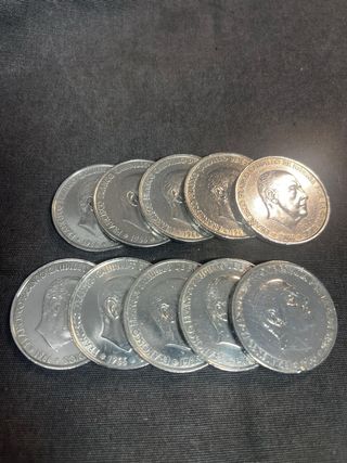 10 Monedas 100 Pesetas Plata Franco