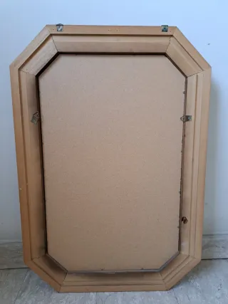 Specchio ottagonale in legno, anni '60