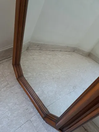 Specchio ottagonale in legno, anni '60