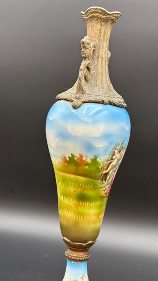 Vaso Antico Stile Impero Bronzo Ceramica Putti