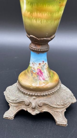Vaso Antico Stile Impero Bronzo Ceramica Putti