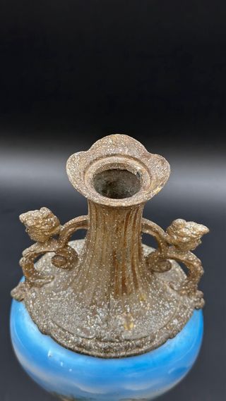 Vaso Antico Stile Impero Bronzo Ceramica Putti