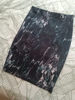 Falda Zara Mármol Verde Talla M