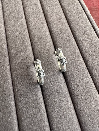 Pendientes Aro Plata 925 Estilo Chrome Hearts