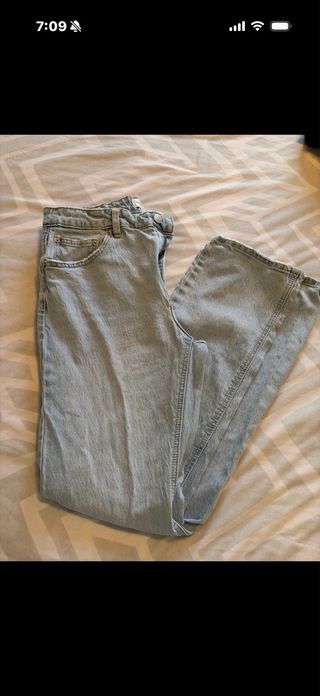 Pull&Bear Jeans Tiro Medio Rectos Azul