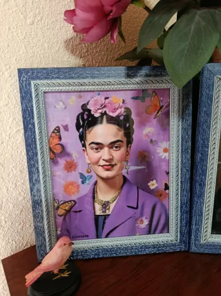 Cuadro Frida Kahlo con Mariposas