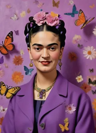 Cuadro Frida Kahlo con Mariposas