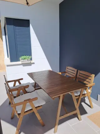 Conjunto mesa y 4 sillas jardín con reposabrazos