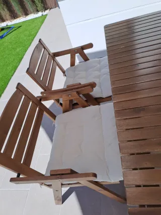 Conjunto mesa y 4 sillas jardín con reposabrazos